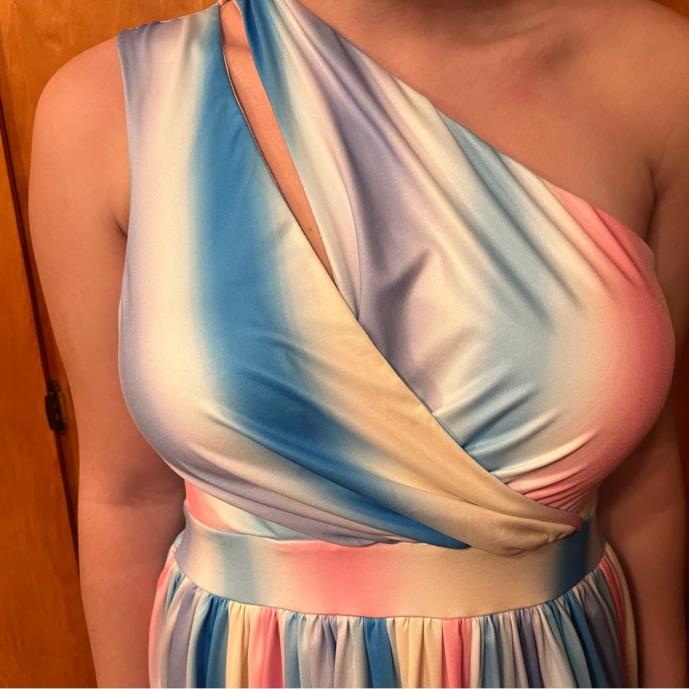 Elegant Multicolor One-Shoulder Dress